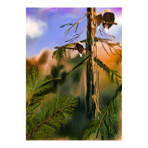 Northwest Nature Life med Eagles Digital Painting