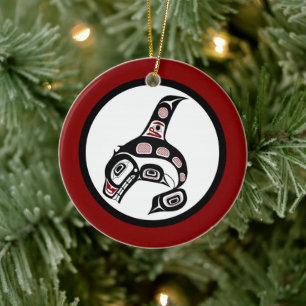 Northwest Pacific kusten Haida art Killer val Julgransprydnad Keramik