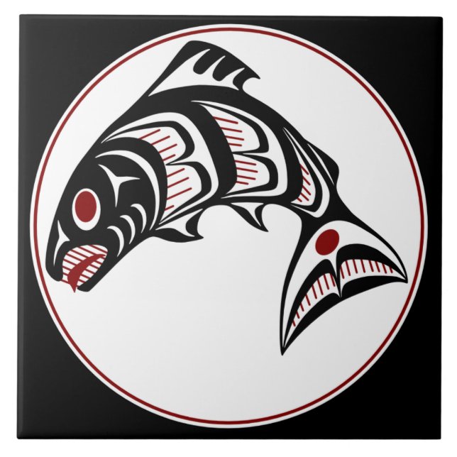 Northwest Pacific kusten Haida art Salmon Kakelplatta (Framsidan)