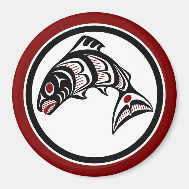 Northwest Pacific kusten Haida art Salmon Magnet (Framsidan)