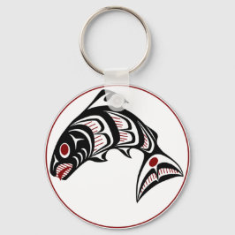 Northwest Pacific kusten Haida art Salmon Nyckelring