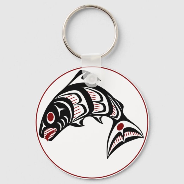 Northwest Pacific kusten Haida art Salmon Nyckelring (Framsida)