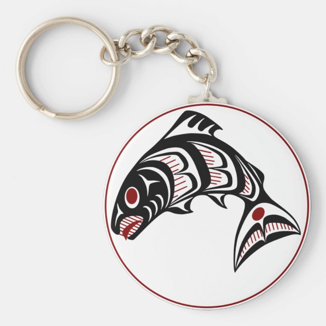 Northwest Pacific kusten Haida art Salmon Nyckelring (Framsidan)