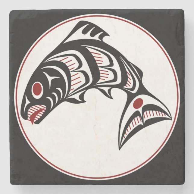 Northwest Pacific kusten Haida art Salmon Stenunderlägg (Framsidan)