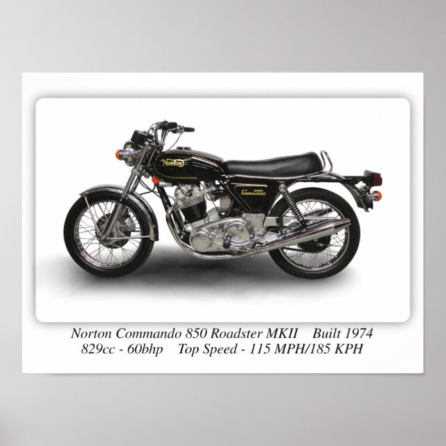 Norton Commando 850 Roadster MKII Poster - A3 (Framsidan)
