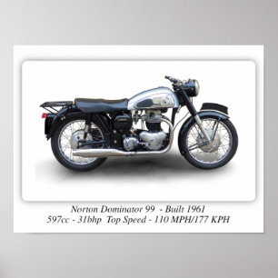 Norton Dominator 99 Motorcykel - A3 Poster