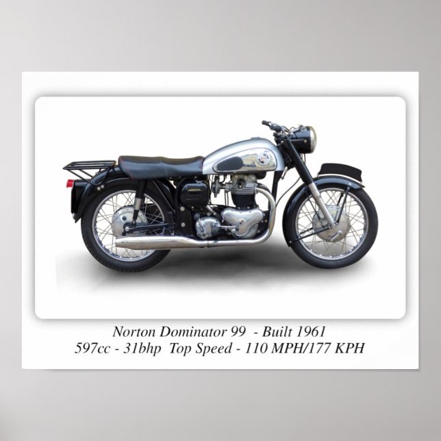 Norton Dominator 99 Motorcykel - A3 Poster (Framsidan)