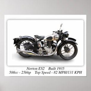 Norton ES2 Motorcykel - A3 Storlekare utskrift Pos Poster