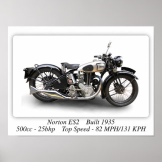Norton ES2 Motorcykel - Poster med Storlek utskrif