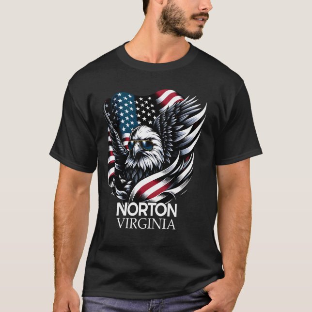 Norton Virginia 4:e juli USA American Flagga T Shirt (Framsida)