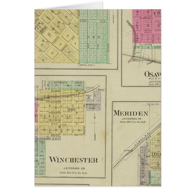 Nortonville, Osawkie, Winchester, Kansas Hälsningskort (Framsidan)
