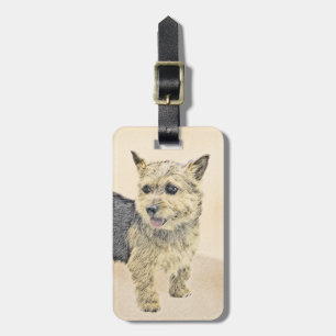 Norvig terrier-målning - Cute Original Hund Art Bagagebricka
