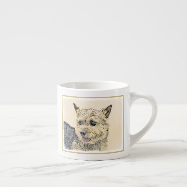 Norvig terrier-målning - Cute Original Hund Art Espressomugg (Höger)