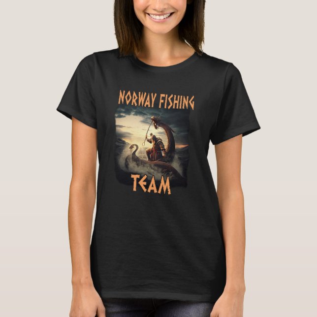 Norway Fishing Team Scandinavia Norge Souvenir Nor T Shirt (Framsida)