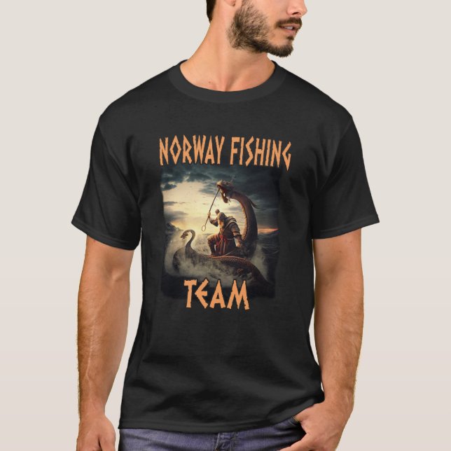 Norway Fishing Team Scandinavia Norge Souvenir Nor T Shirt (Framsida)