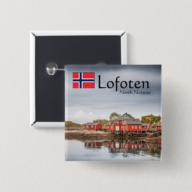 Norway Lofoten Souvenir Knapp (Framsida & baksida)