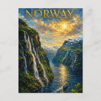 Norway: Majestic Fjord Sunset Art Souvenir Vykort