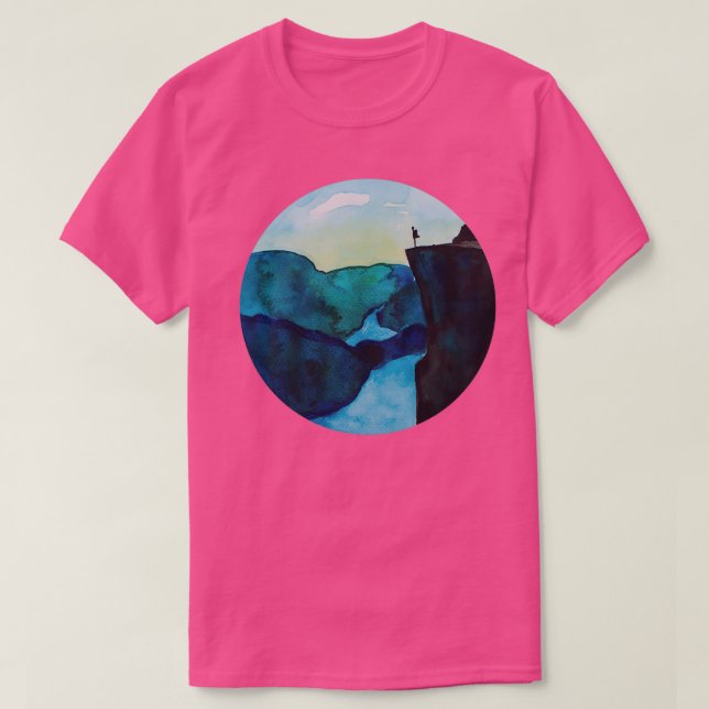 Norway Preikestolen I Backpacker I Watercolour Des T Shirt (Design framsida)