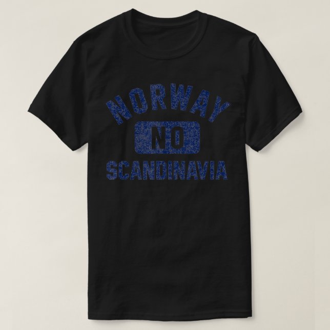 Norway Scandinavia Gym Style Distressed Blue Print T Shirt (Design framsida)