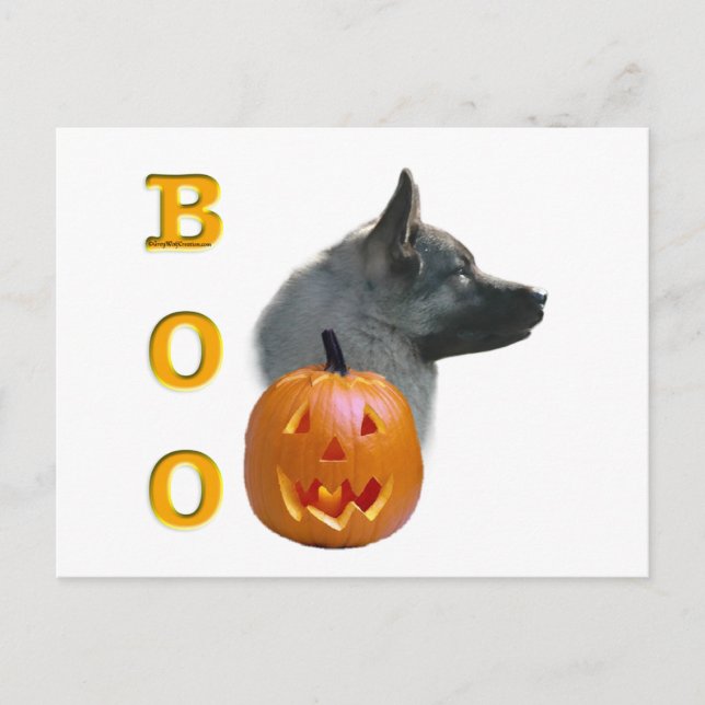 Norwegian Elkhound Halloween Boo Vykort (Framsida)