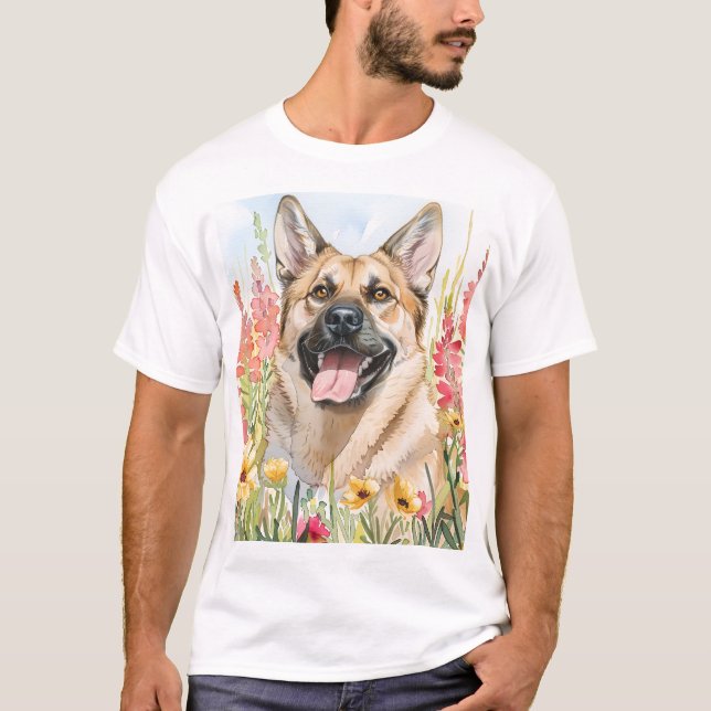 Norwegian Elkhound Watercolor Men's T-Shirt (Framsida)