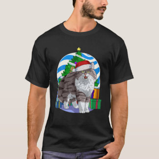 Norwegian Forest Cat Funny Santa Christmas Tree De T Shirt