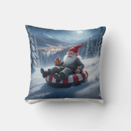 Norwegian Nisse Sledding, Throw Pillow Kudde