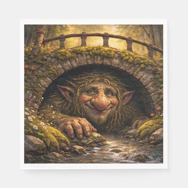 Norwegian Troll Hiding Under Bridge, Napkins Pappersservett (Framsidan)
