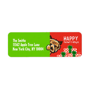 Norwich Cairn Terrier Peek-a-boo-jul Returadress Etikett