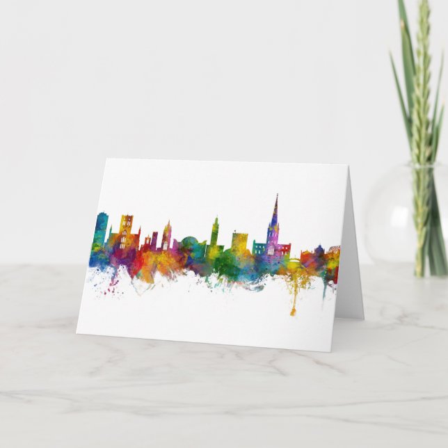 Norwich England Skyline Kort (Framsida)