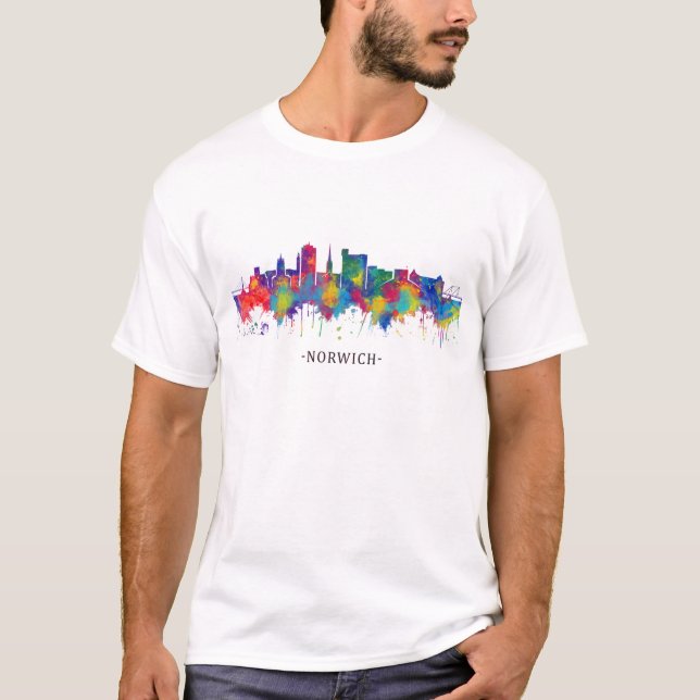 Norwich England Skyline T Shirt (Framsida)