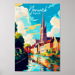 Norwich England vintage resor Poster