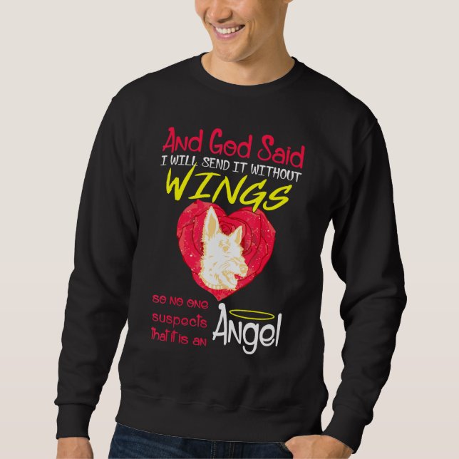 Norwich Terrier Angel utan Vingar Lång Ärmad Tröja (Framsida)