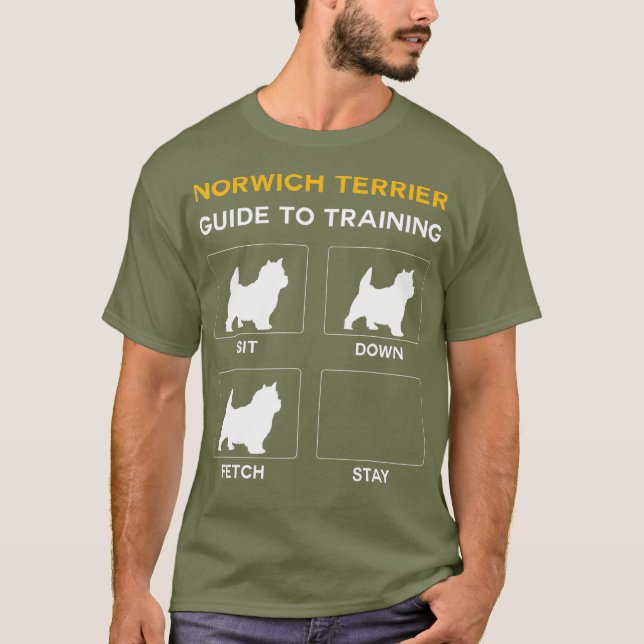 Norwich Terrier Guide to Training Hund Obedience T Shirt (Framsida)
