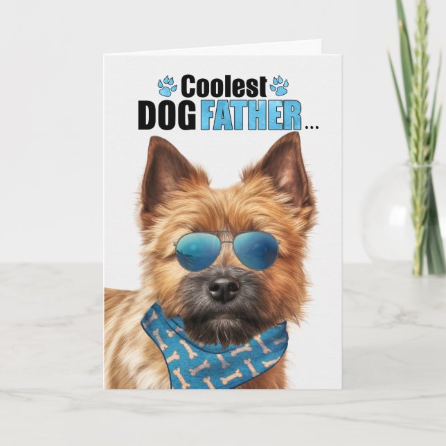 Norwich Terrier Hund Coolest Pappa Fars dag Helgkort (Framsida)