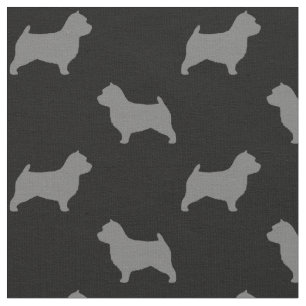 Norwich Terrier Hund Silhouettes Grått och Black Tyg