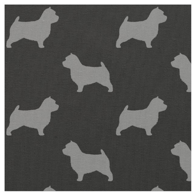 Norwich Terrier Hund Silhouettes Grått och Black Tyg (Närbild)