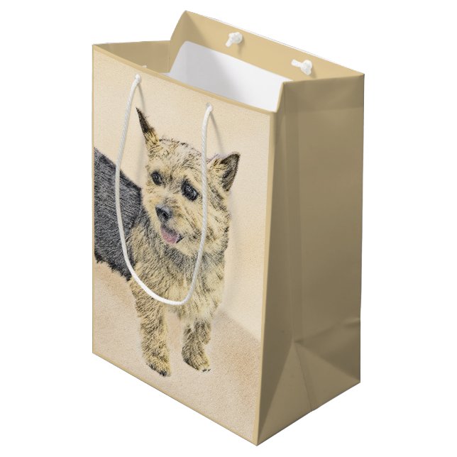 Norwich Terrier-målning - Cute Original Hund Art (Framsidan Vinklad)