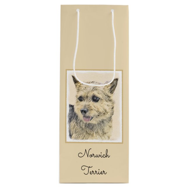 Norwich Terrier-målning - Cute Original Hund Art (Framsidan)