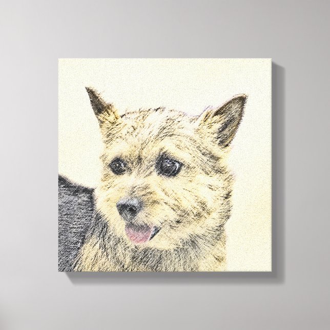 Norwich Terrier-målning - Cute Original Hund Art Canvastryck (Framsida)