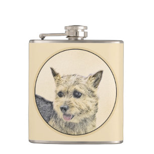 Norwich Terrier-målning - Cute Original Hund Art Fickplunta