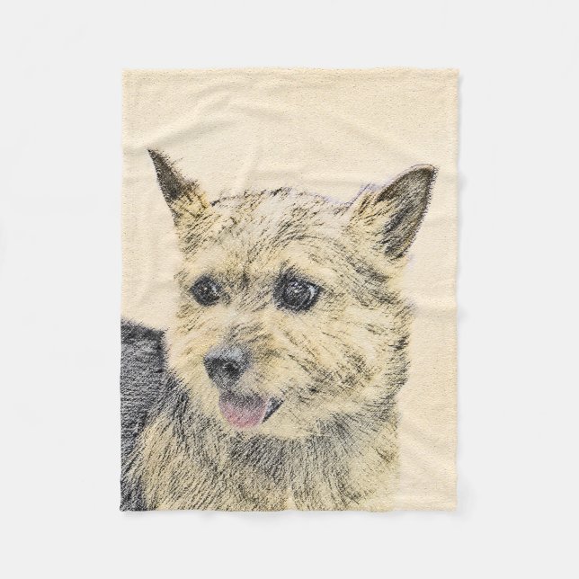 Norwich Terrier-målning - Cute Original Hund Art Fleecefilt (Framsidan)