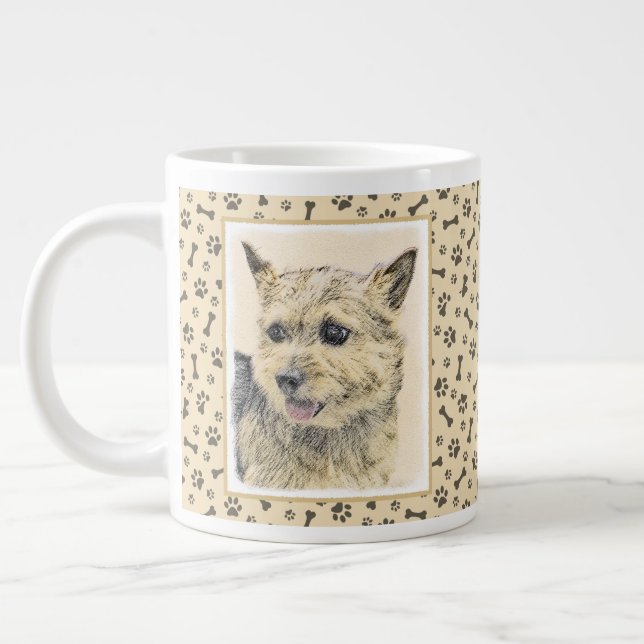Norwich Terrier-målning - Cute Original Hund Art Jumbo Mugg (Vänster)