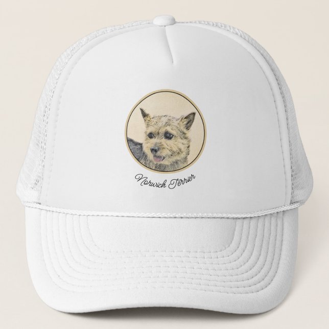 Norwich Terrier-målning - Cute Original Hund Art Keps (Framsida)