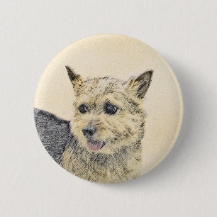 Norwich Terrier-målning - Cute Original Hund Art Knapp