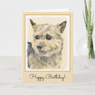 Norwich Terrier-målning - Cute Original Hund Art Kort