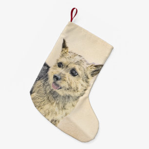 Norwich Terrier-målning - Cute Original Hund Art Liten Julstrumpa