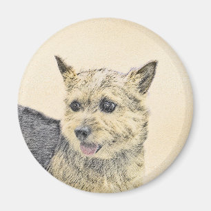 Norwich Terrier-målning - Cute Original Hund Art Magnet