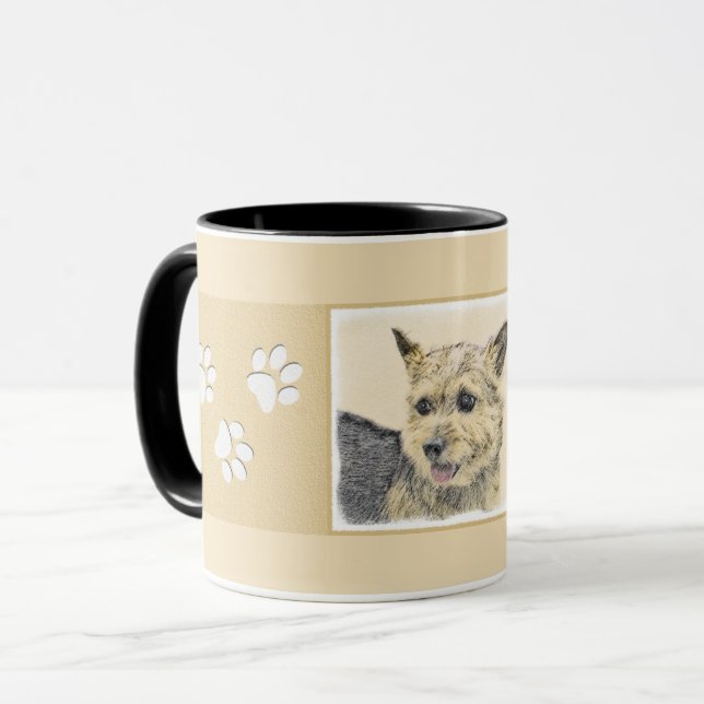 Norwich Terrier-målning - Cute Original Hund Art Mugg (Framsida vänster)