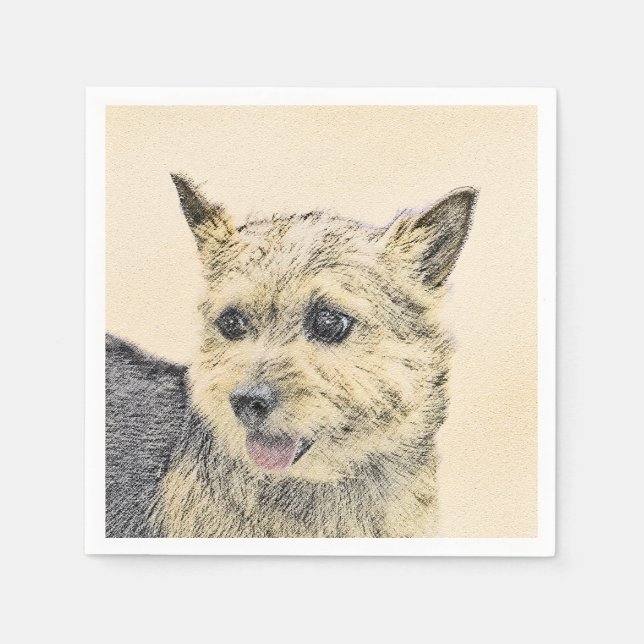 Norwich Terrier-målning - Cute Original Hund Art Pappersservett (Framsidan)